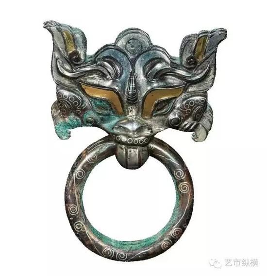战国—西汉 公元前5世纪-公元1世纪 青铜错金银饕餮纹铺首 嘉德香港供图
