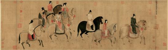 张萱《虢国夫人游春图》（木版水?。? longdesc=