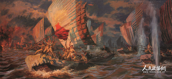 百万雄师下江南 董希文 油画 200cm×420cm1959年 中国国家博物馆藏