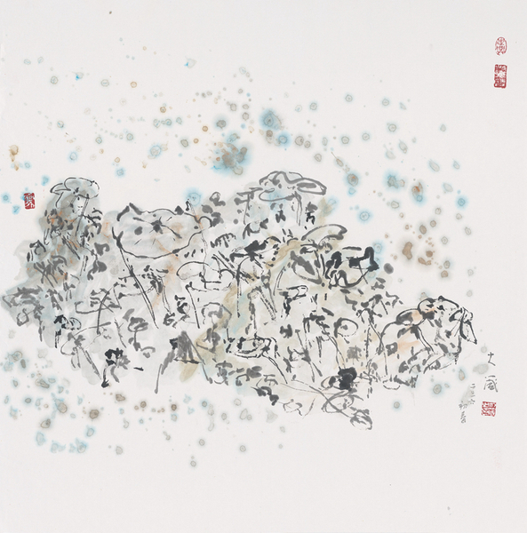 19.邵大箴《山水》水墨2016年初春，69cmx69cm
