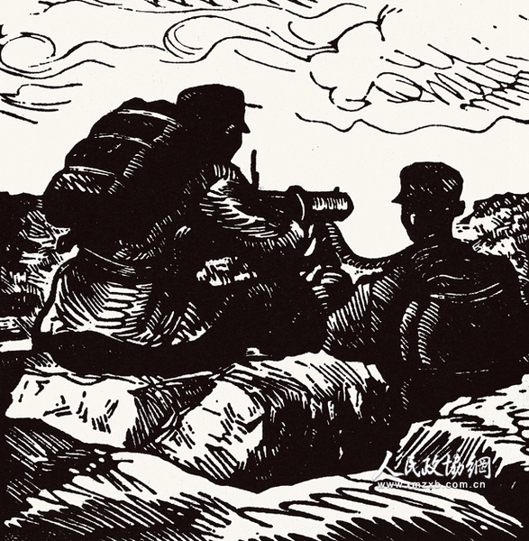 《这也是战士的生活》力群1937年 黑白木刻