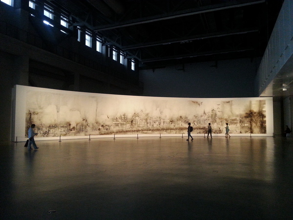 蔡国强 《没有我们的外滩》 火药、纸 2014年