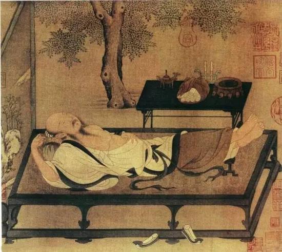 《槐荫消夏图》 宋 佚名 小品册页，纸本设色，
北京故宫博物院藏