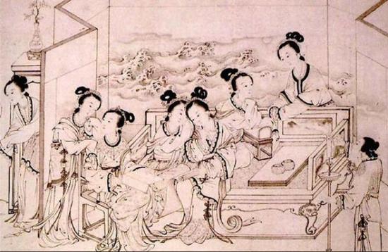 丁观鹏（清代画家）所绘的乞巧图