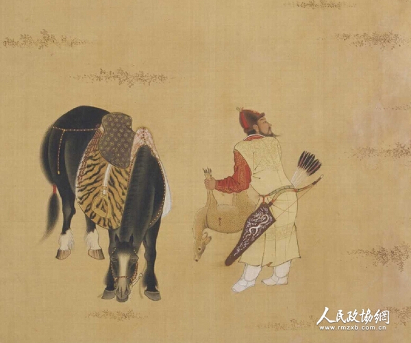 《明宣宗射猎图》轴（局部） 明