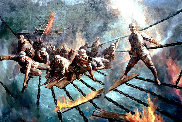 《飞夺泸定桥》 油画 上海大学美院创作组