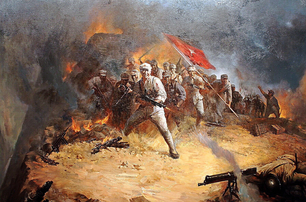 《激战腊子口》 油画 上海大学美院创作组