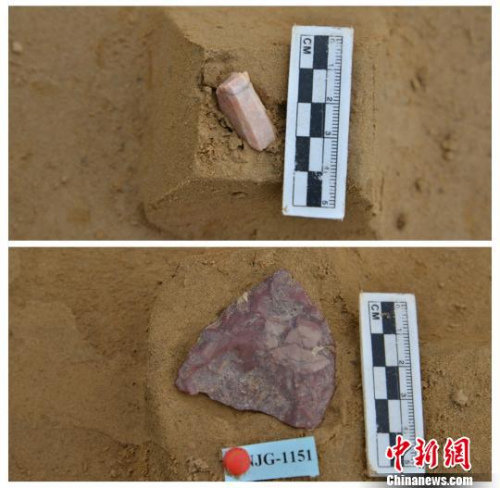 怀来盆地南家沟遗址出土的细石核与尖状器。 牛东伟 摄