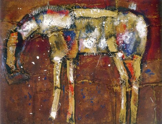 钱培琛作品：《沉思》（2002 ，麻布综合材料）