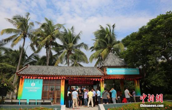 10月1日，海南三亚，海南省旅游咨询服务中心三亚亚龙湾站、三亚吉阳站、三亚春园站、三亚海月广场站正式启用为游客服务。图为掩映在椰林中的海南省旅游咨询服务中心三亚亚龙湾站。<a target='_blank' href='http://www.chinanews.com/'>中新社</a>记者 尹海明 摄