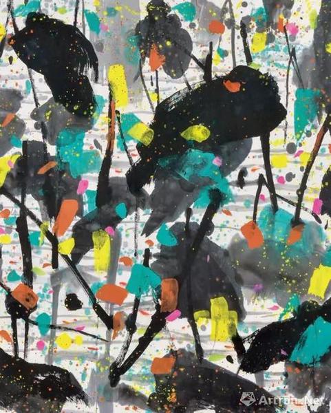 吴冠中《荷塘》局部