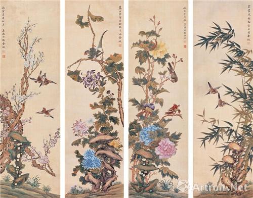 附图11、金城 1926年作 拟宋人花鸟四屏