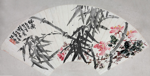 近代  陈师曾 竹子月季图