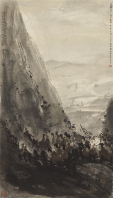 傅抱石 1945年作 夜破东羗图 立轴