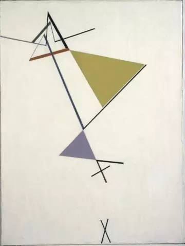 　　《三角的发展（Development of a Triangle）》，托马斯?马尔多纳多（TomásMaldonado），布面油画，1949年