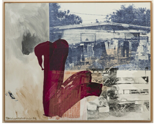 　　罗伯特?劳森伯格创作的《保险杠（bumper）》（来自“抢救（Salvage”系列），130,8 x 162,6厘米（51,5 x 64英寸）