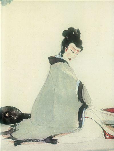 傅抱石中国画《湘君图》，现藏于中国现代文学馆。