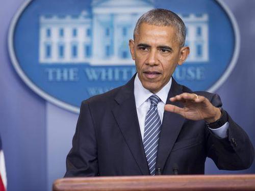 11月14日下午，奥巴马在希拉里败选后首次召开记者会（图片来源：法新社）