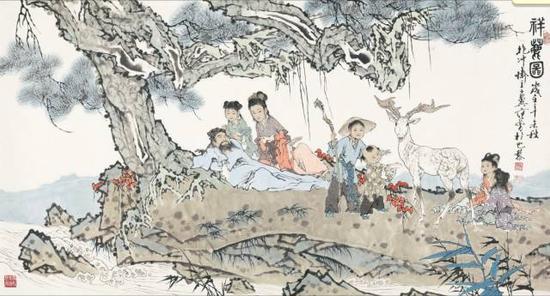 范曾《祥鹿图》，成交价：713万元，图片来源：中国嘉德