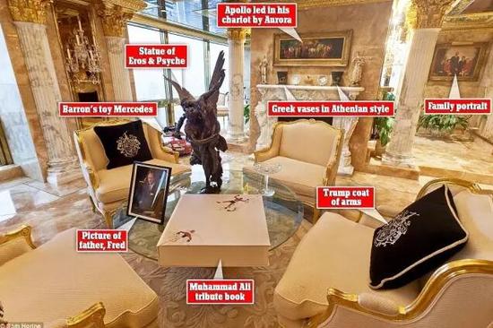 《每日邮报》镜头下，川普豪宅的客厅