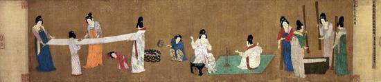 《捣练图》绢本，设色，37cm×145.3cm 波士顿美术博物馆藏