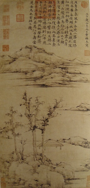 倪瓒《容膝斋图》 纸本水墨台北故宫博物院藏