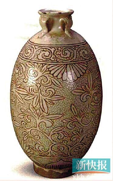 北宋 登封窑白釉珍珠地四耳壶 杨铨捐献 广东民间工艺博物馆藏品