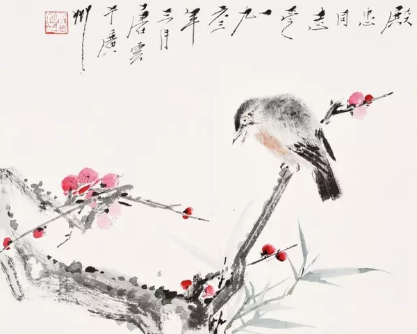 唐云 《梅雀图》