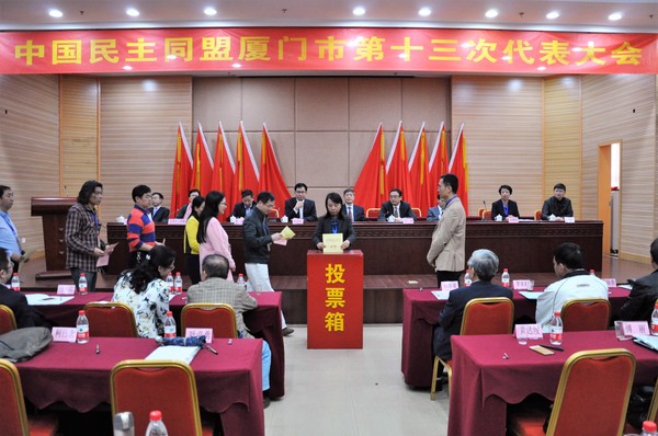在下午的选举会议上，与会代表以无记名投票等额选举，产生了民盟厦门市第十三届委员会委员36人和出席民盟福建省第十四次代表大会代表38人。5