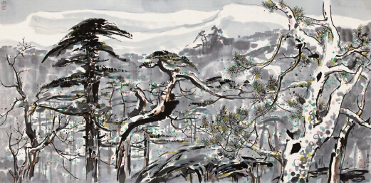 吴冠中《香山春雪》