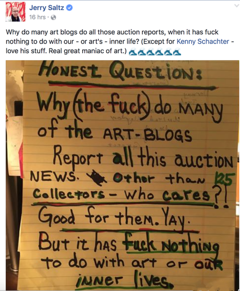 Jerry Saltz在Instagram上发图片。图片：via Instagram