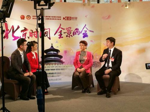 程凯委员（右一）接受媒体采访