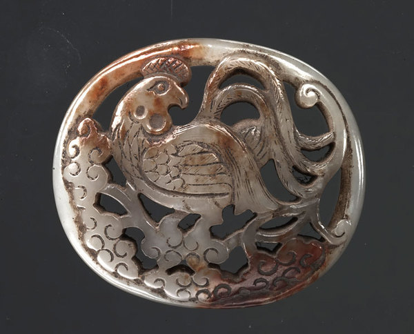 白玉雕鸡佩 明 玉制