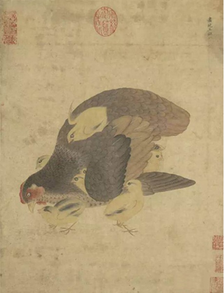 北宋  王凝《子母鸡图》纸本设色台北故宫博物院藏