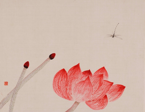 齐白石 1921年作 《广豳风图》花卉工笔草虫册（十六开之一）_副本