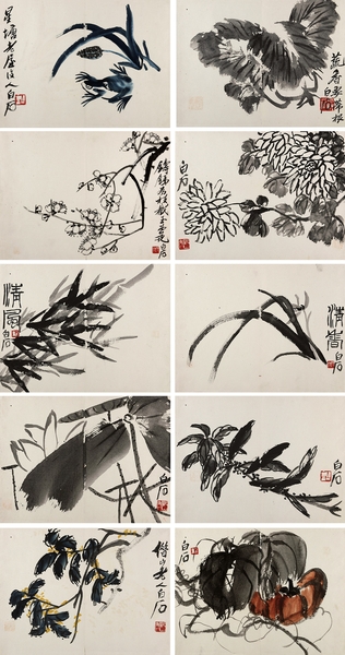 齐白石 1950年作 花卉册 册页 （十开）_副本