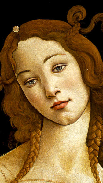 桑德罗?波提切利，《维纳斯》(细节图)，布面油画。