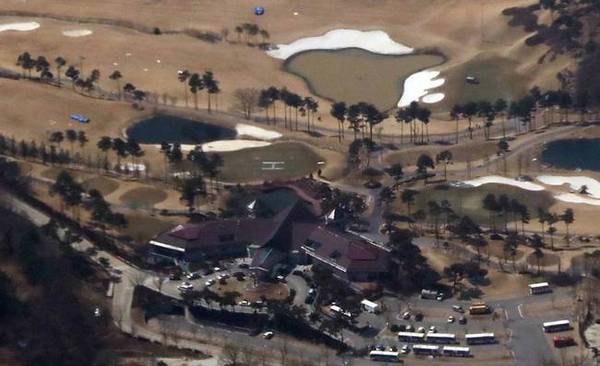 航拍韩国星州高球场 萨德部署基础工程进行中