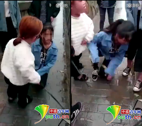 女生遭掌掴围殴被逼下跪道歉 对方自称