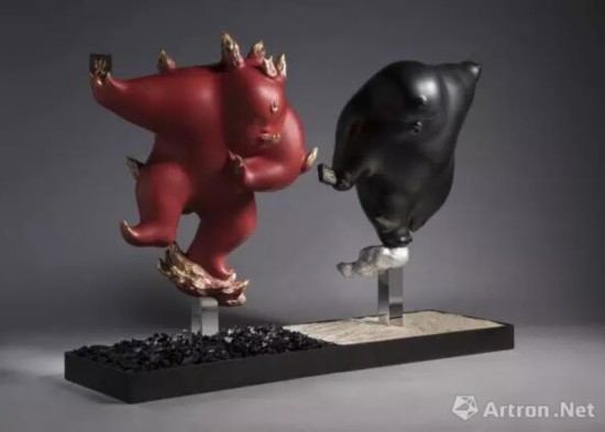 李真 | 神魄-风神与火神铜雕 | 121×42×86.5cm | 2008年