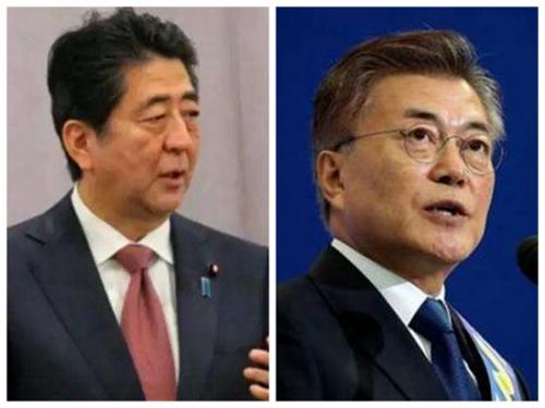 资料图：安倍与文在寅