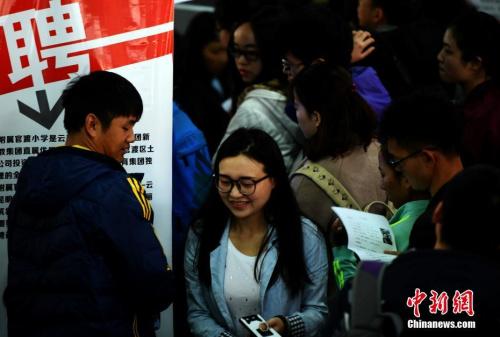 资料图：3月10日，昆明一处招聘会现场。中新社记者 李进红 摄