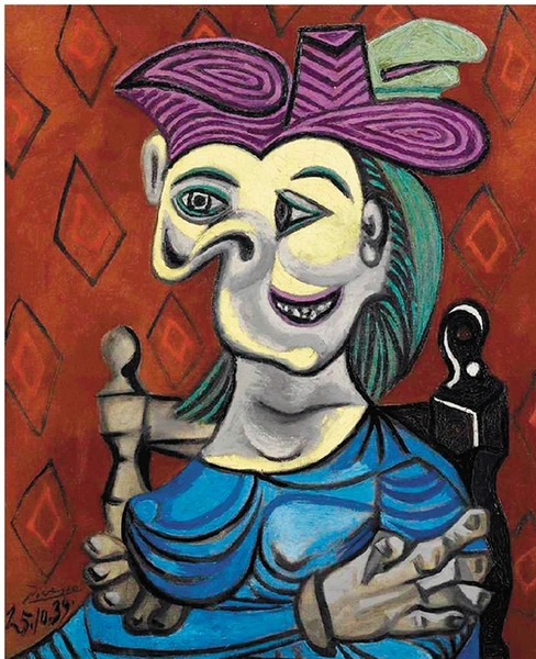 毕加索 坐着的蓝衣女人 1939年