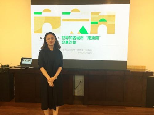 中国侨网王子烨分享南京周活动介绍，鼓励纽约民众了解南京。(美国《世界日报》／俞姝含 摄)