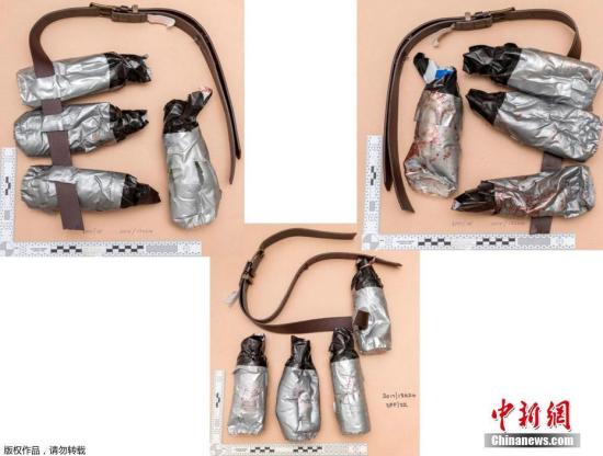 各角度拍摄的假爆炸装置。