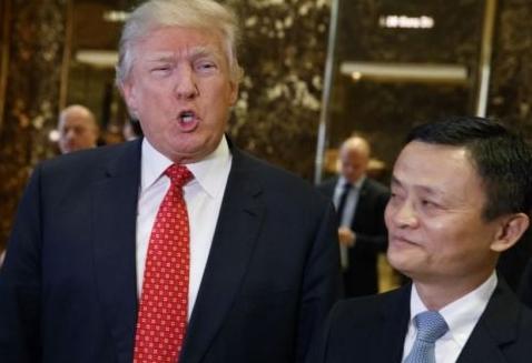 资料图：马云与特朗普在特朗普大厦会晤。(美联社)