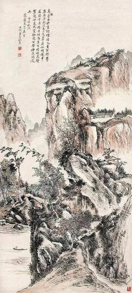 　　《秋江泛舟图》