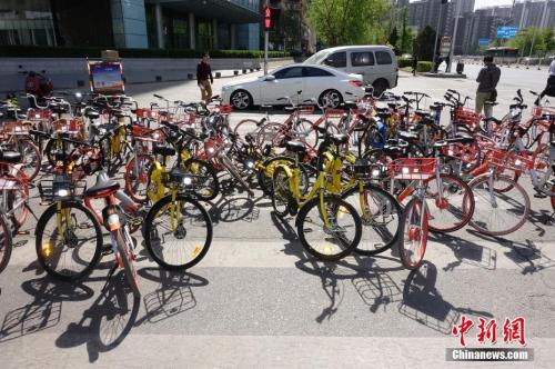 资料图：北京街头共享单车随处可见。<a target='_blank' href='http://www.chinanews.com/'>中新社</a>记者 侯宇 摄