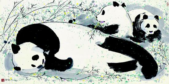 吴冠中1992年作《熊猫》，香港苏富比拍品，成交价971.2万元