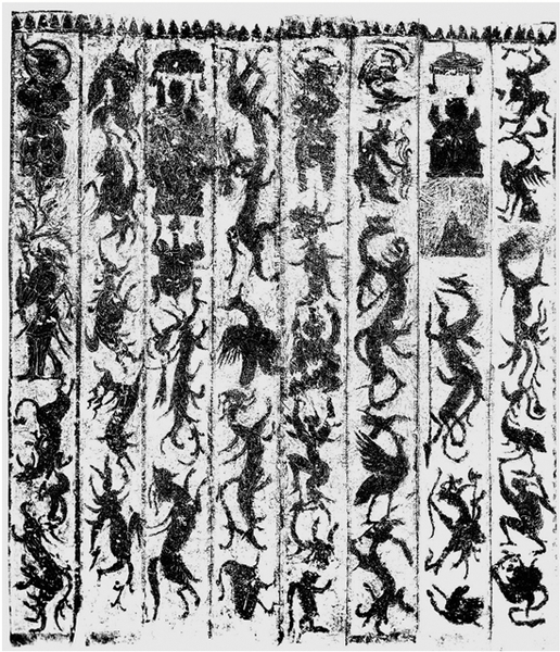 沂南北寨村墓中室八角立柱画像